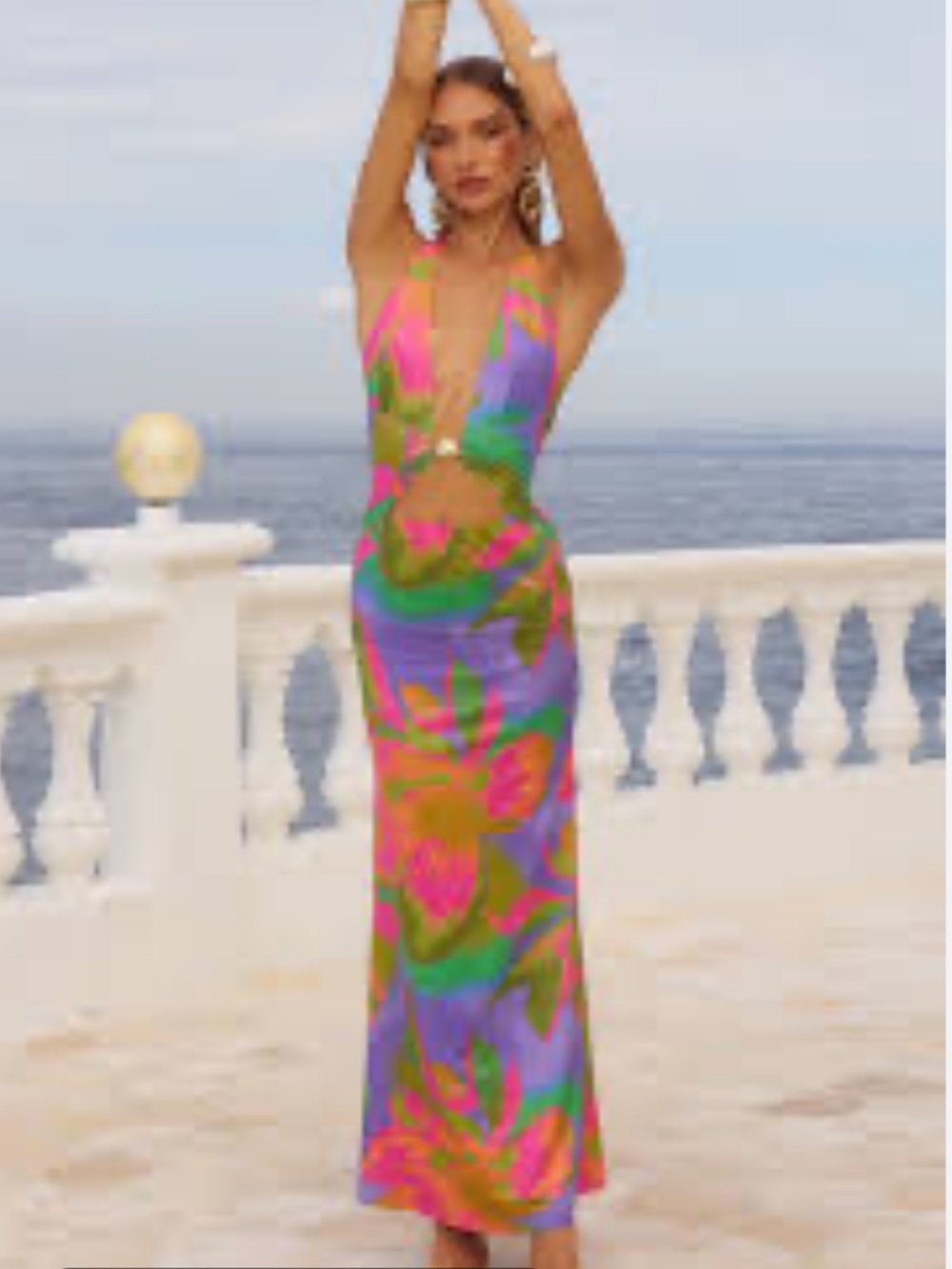 Runaway the Label Multi-Color Halter Dress Sexy 
Cut-Out in bodice Maxi